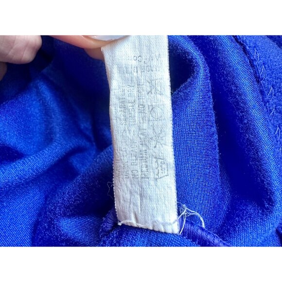Vintage Vanity Fair Royal Blue Embroidered Zip Robe Lounge Dress Made in USA L/X - Picture 8 of 8